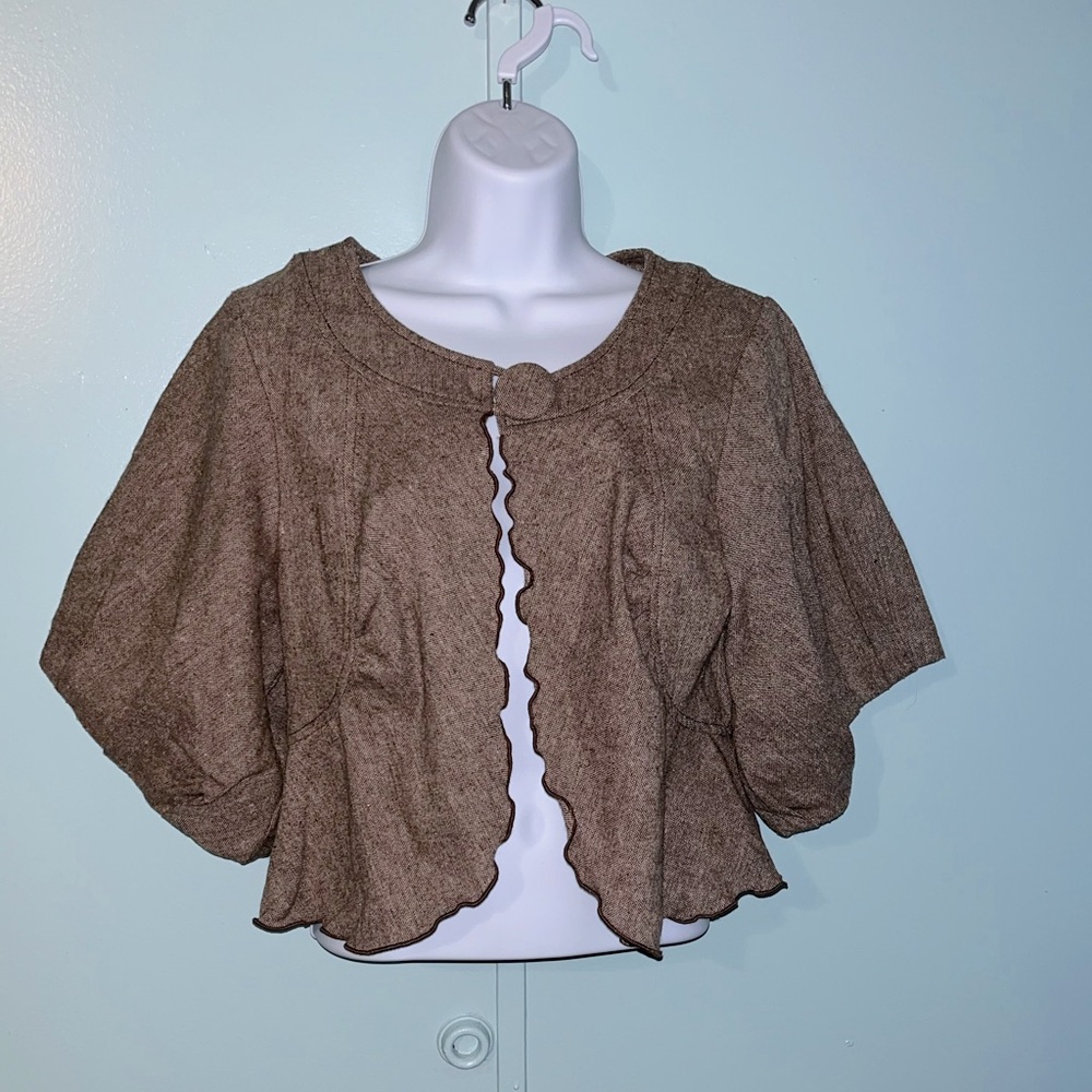 Ivy Jane Jacket VINTAGE Balloon Sleeves Brown Poly/Wool‎
